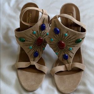 Aquazzura Tan Embellished sandals